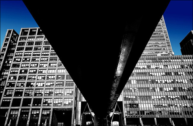 Image of bridge and skyscraper art print